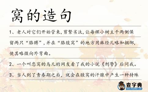 窩的造句