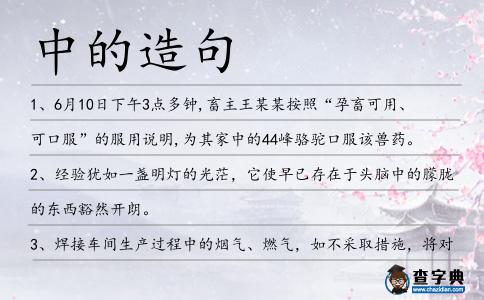 中的造句