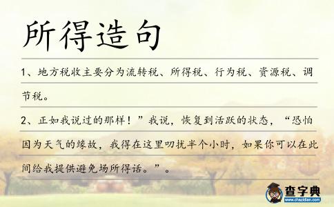 所得造句