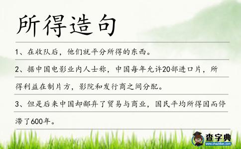 所得造句