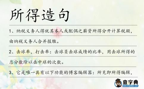所得造句
