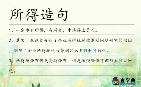 所得造句