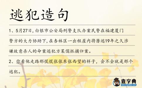 逃犯造句