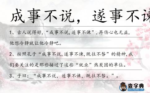 成事不說,遂事不諫造句