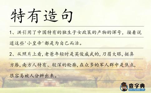 特有造句