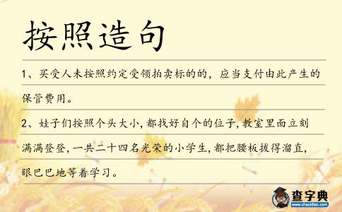 按照造句
