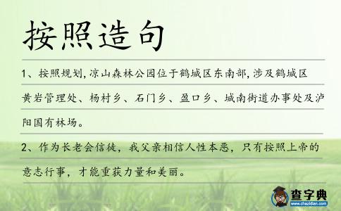按照造句