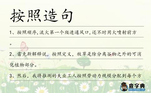按照造句