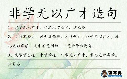 非學無以廣才造句