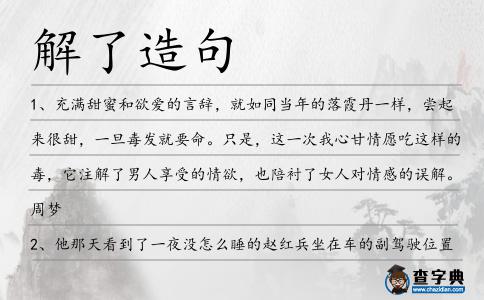 解了造句