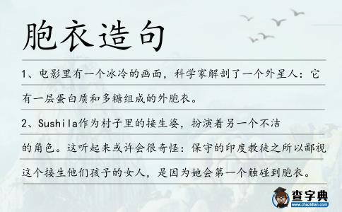 胞衣造句