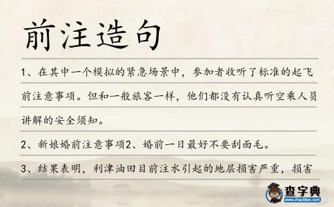 前注造句