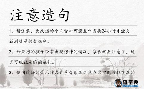注意造句