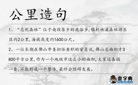 公里造句