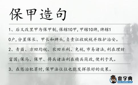 保甲造句