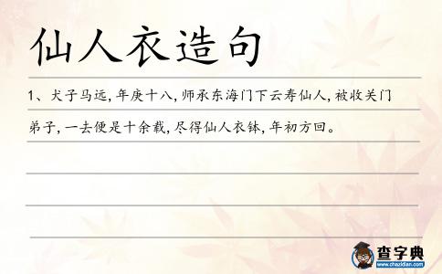仙人衣造句