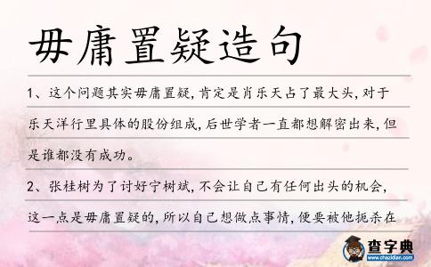 毋庸置疑造句