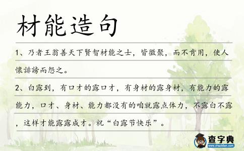 材能造句