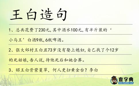 王白造句