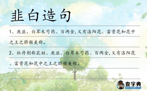 韭白造句