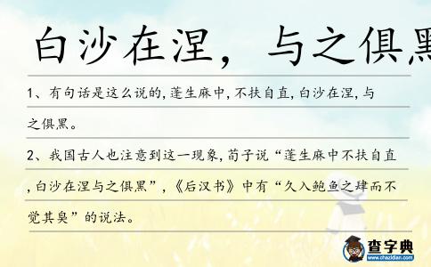 白沙在涅，與之俱黑造句