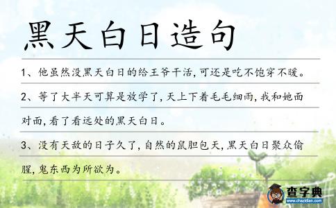 黑天白日造句