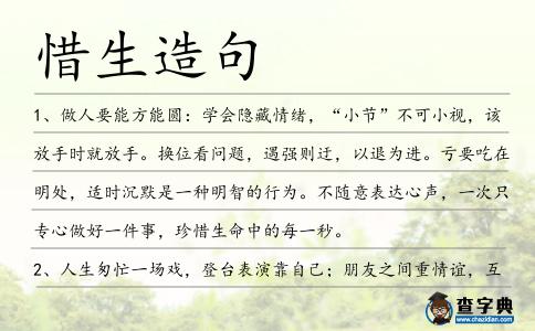 惜生造句
