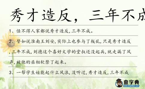 秀才造反，三年不成造句