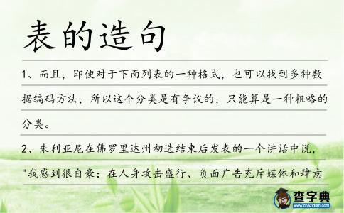 表的造句