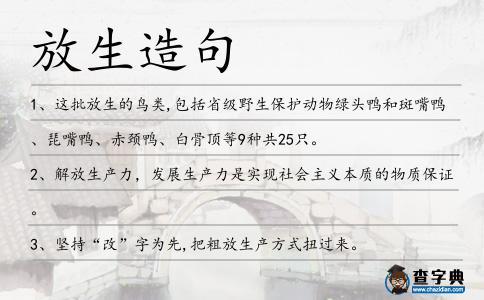 放生造句
