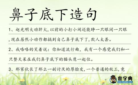 鼻子底下造句