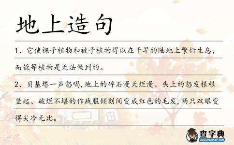 地上造句