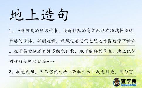 地上造句