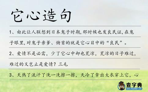 它心造句