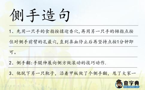 側(cè)手造句