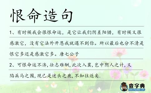 恨命造句