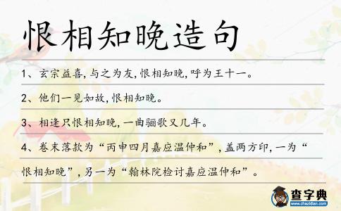 恨相知晚造句