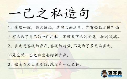 一己之私造句